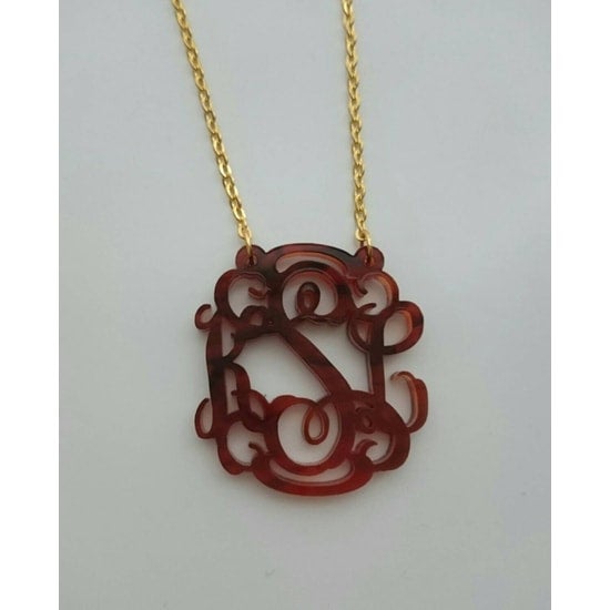 Tortoise shell monogram necklace sale